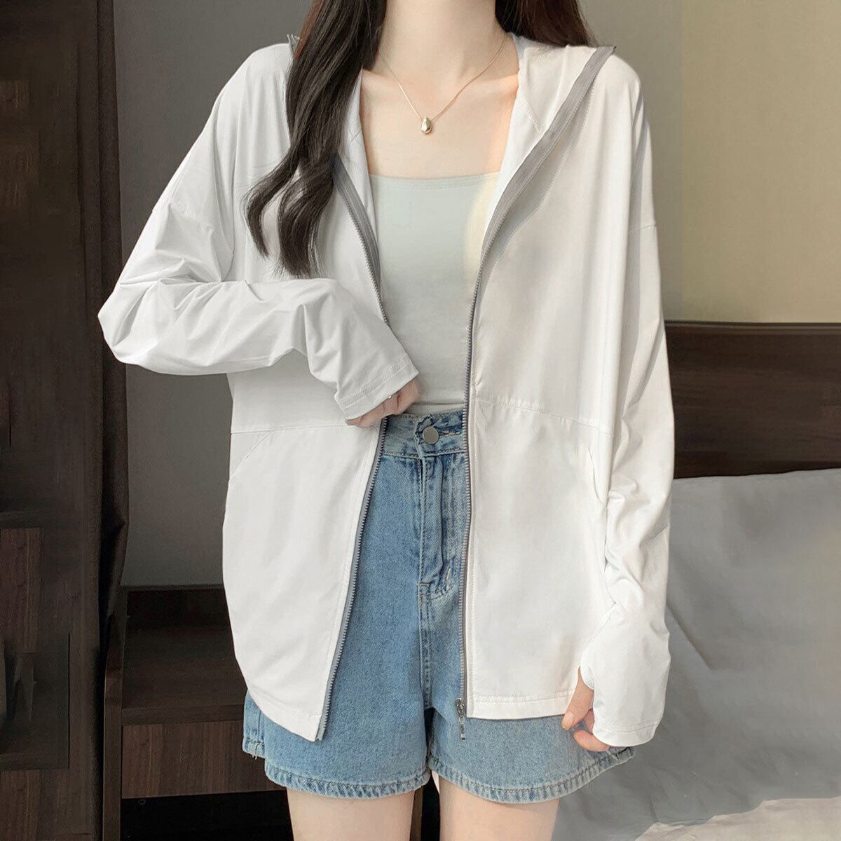 UV パーカー 接触冷感 レディース 夏 韓国 羽織り 大人 カジュアル おしゃれ ゆったり オーバーサイズ 紫外線対策 日焼け防止 薄手 UPF50+ 涼しい アウター サマー カーディガン 大人可愛い 大人女子