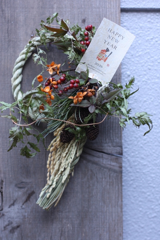 しめ縄　稲穂輪飾り