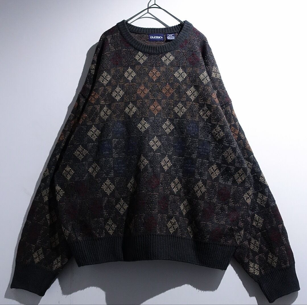 90s "Puritan" Multicolor Geometric Pattern Design Knit