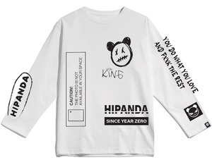 【HIPANDA ハイパンダ】男女兼用 グラフィティー プリント ロンT UNISEX GRAFFITI PRINT LONG-SLEEVED T-SHIRT / WHITE・BLACK