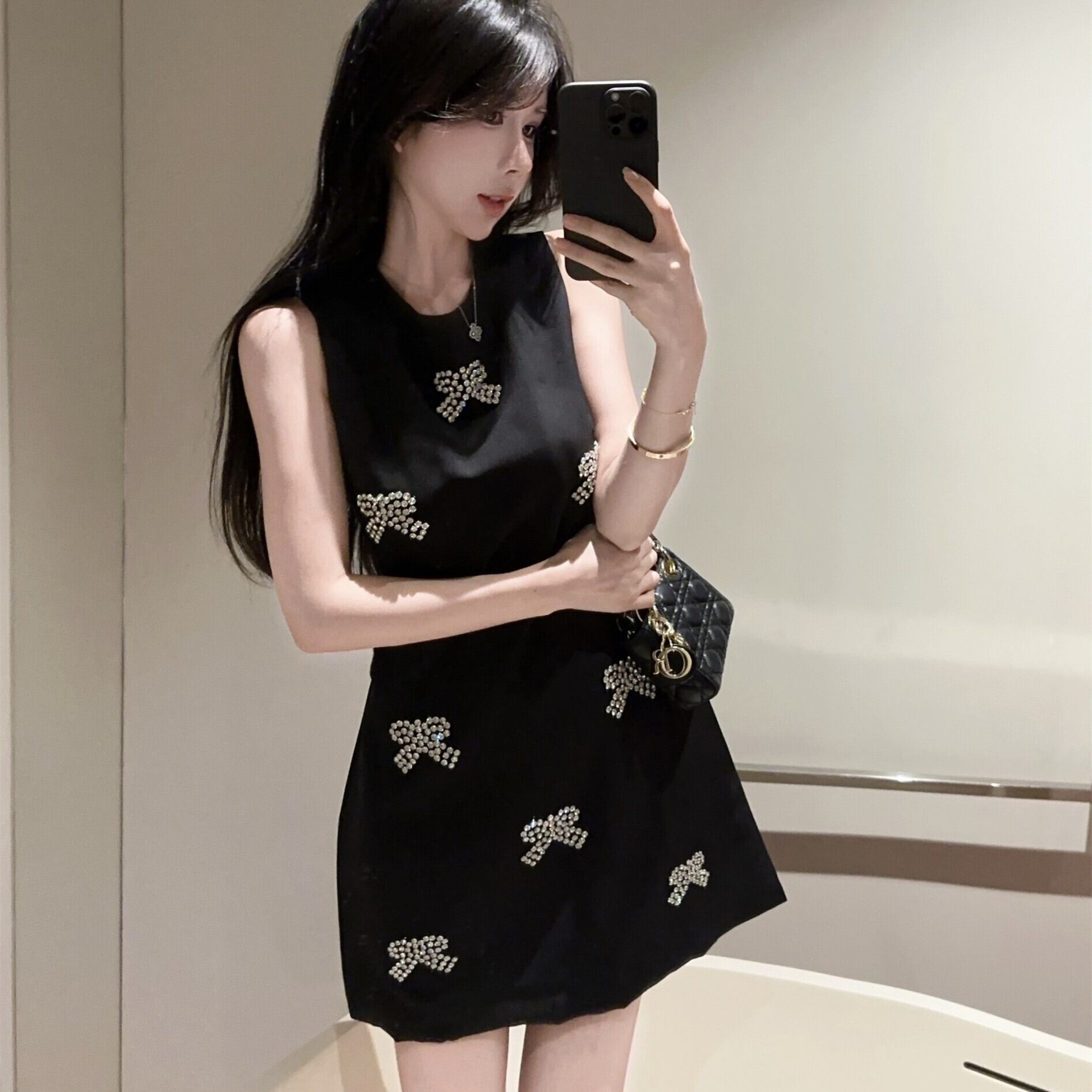 【dress】ノースリーブビジューリボンワンピース M30260