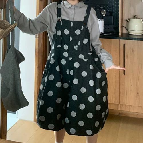 ドット柄バルーンサロペットパンツ ・12545