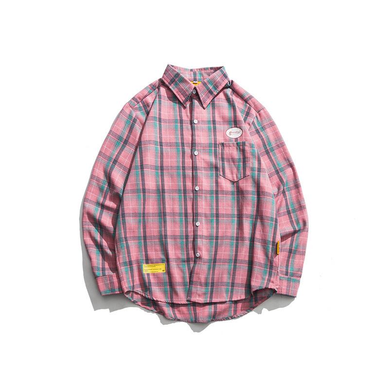 Yidaoヴィンテージオリジナル秋新作レタープリントチェック柄シャツメンズ＆レディース欧米トレンディブランドルーズシャツジャケット-アリババ オータム 秋物 ビンテージ ヨーロピアン hip6-161152542708009