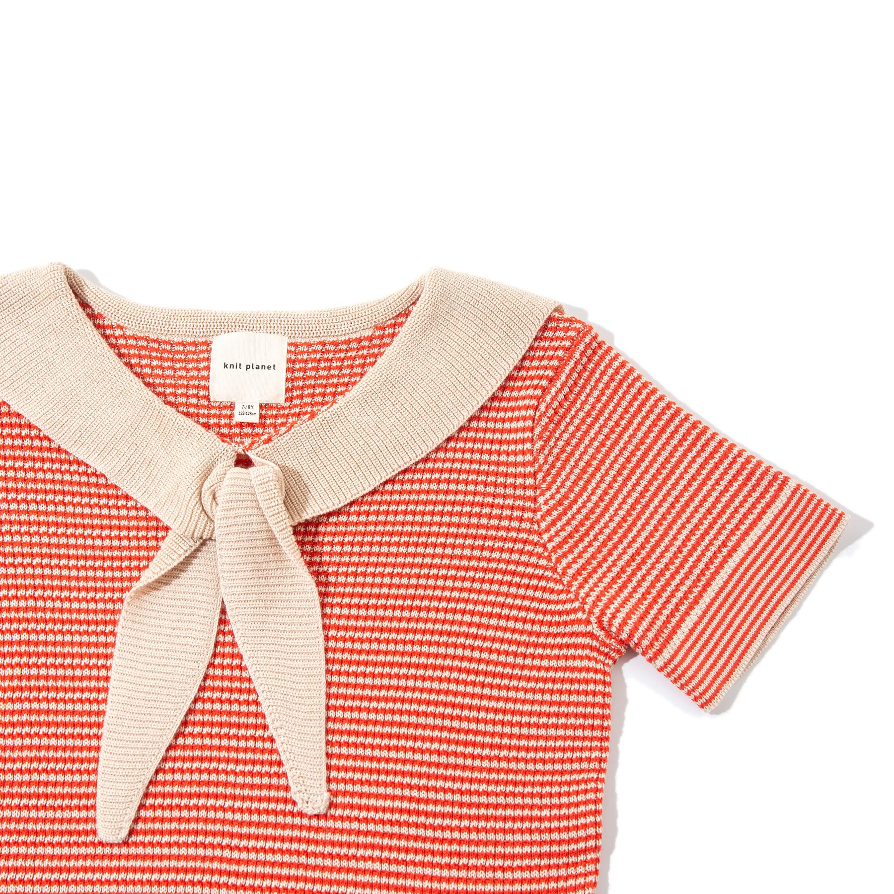 【即納/送料無料】ラスト1点4-5y / knit planet/Chic collared top/Red