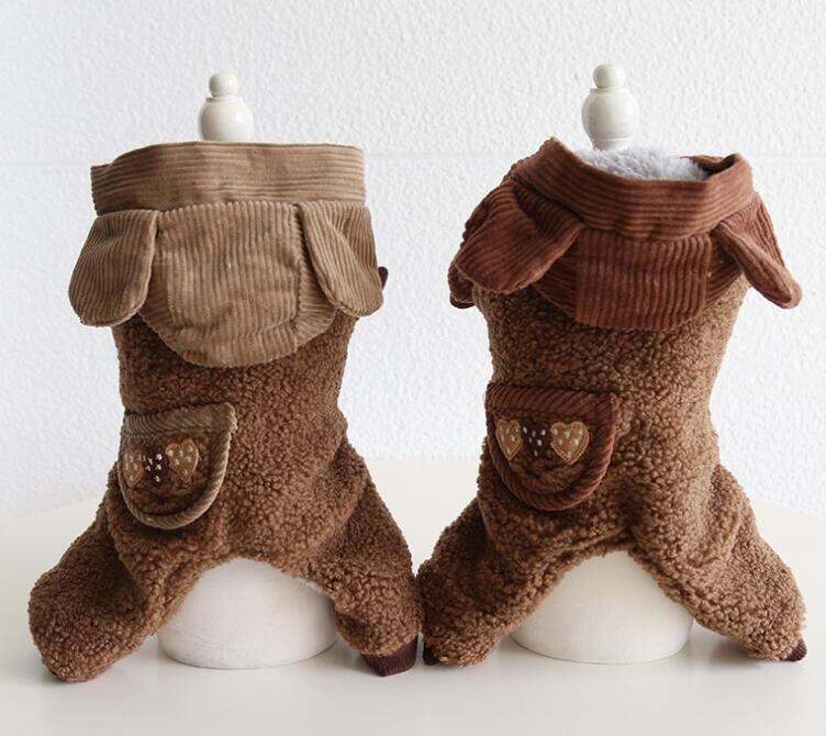 《予約》№210778 コーデュロイフードのボアロンパース