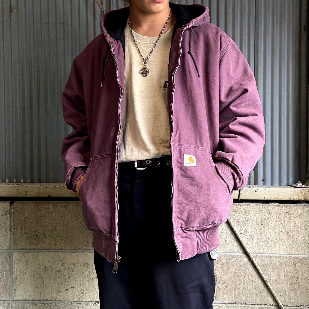 レア〇USA製90s《カーハート》企業刺繍ダックジャケット/グリーン