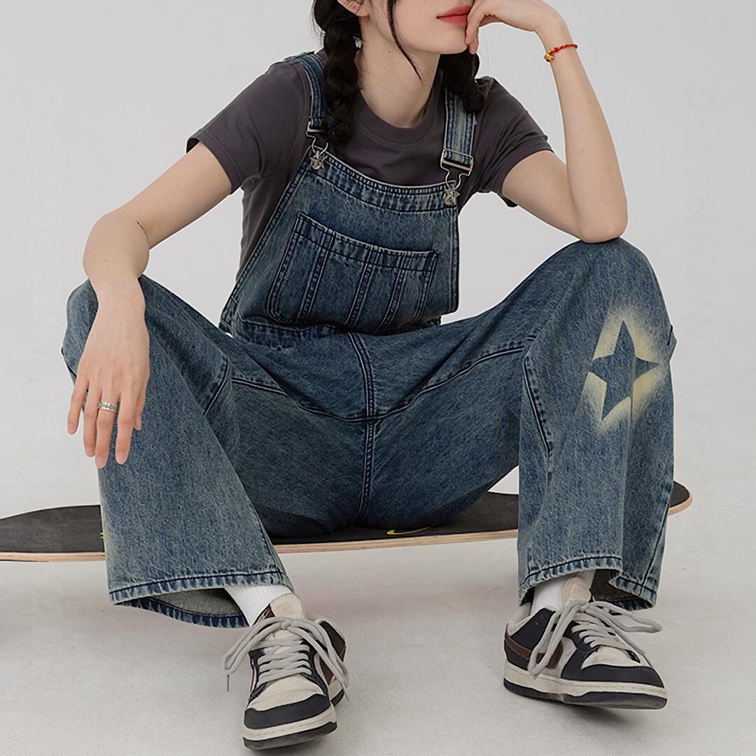 スタープリントデニムオーバーオール（全1色） / HWG1117