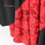 社交ダンス 衣装 スタンダード ドレス ワンピース パーティ衣装 女性用 レディース オールシーズン 赤 黒 prima boutique プリマブティック ブラック系 レッド系 花柄 レース チョーカー 大人かわいい バイカラー 洗練 存在感 ファスナー