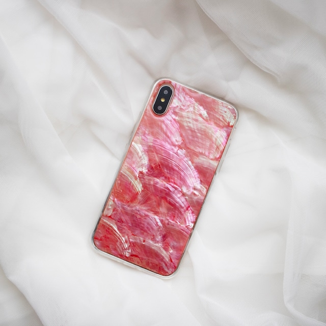 【iPhone 13シリーズ対応】本物の自然シェル素材＜ピンク＞カラーデザイン(SPCa0078PK)◆スマホケース/iPhoneケース