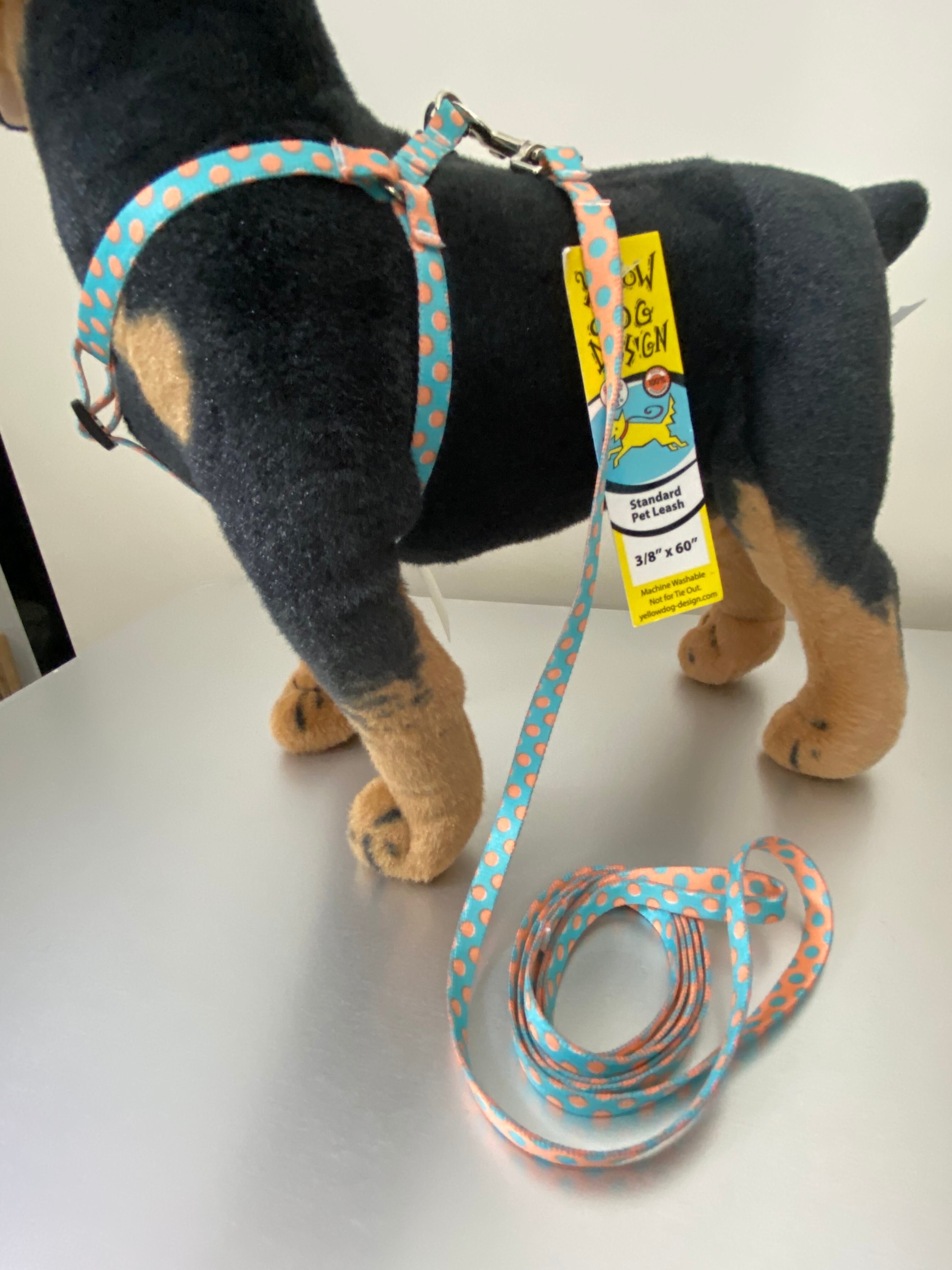 ブルー/メロン水玉  ステップインハーネス＋リードセット XSサイズ - Yellow Dog Design