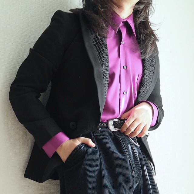【Set B】"70's-80's European vintage" design collar double-breasted tailored jacket