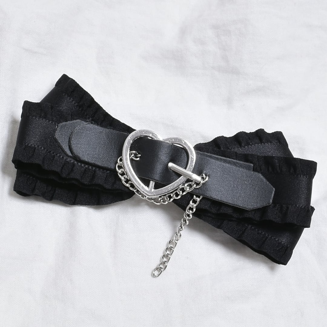 【1/6新着】レザーベルト×ハート リボンヘアピン