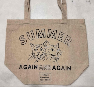 【夏は繰り返すトートバッグ】マチ有り 麻のような素材（綿、ポリエステル、レーヨン）