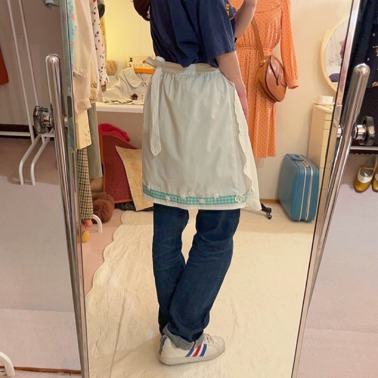 remake : white flower apron mini skirt