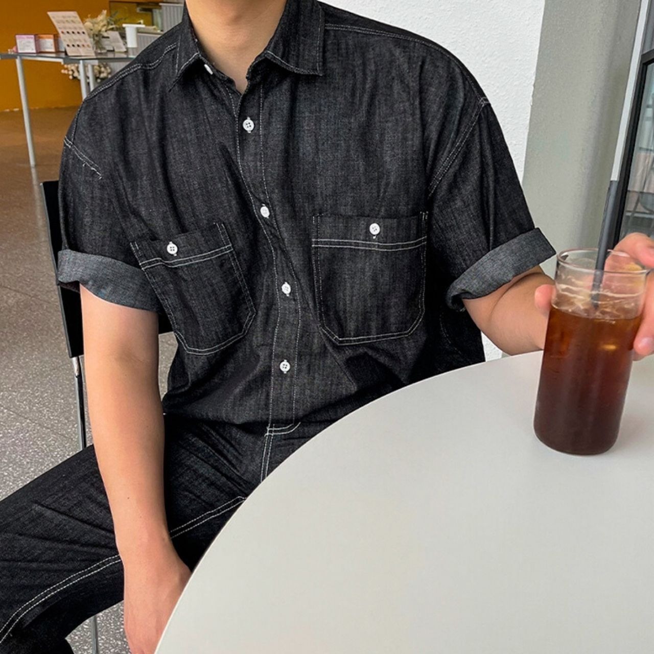 ブラックデニムシャツ　（別売りでセットアップのパンツあり）　MT0080436