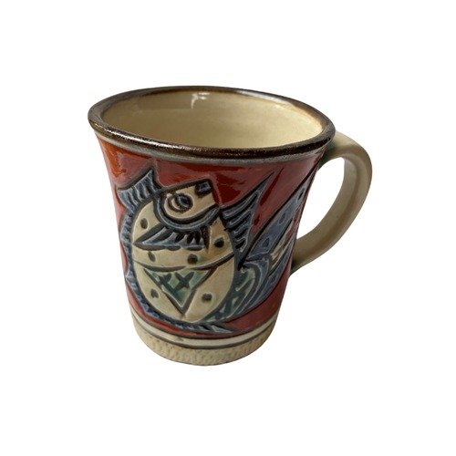 健陶藝マグカップ「赤」