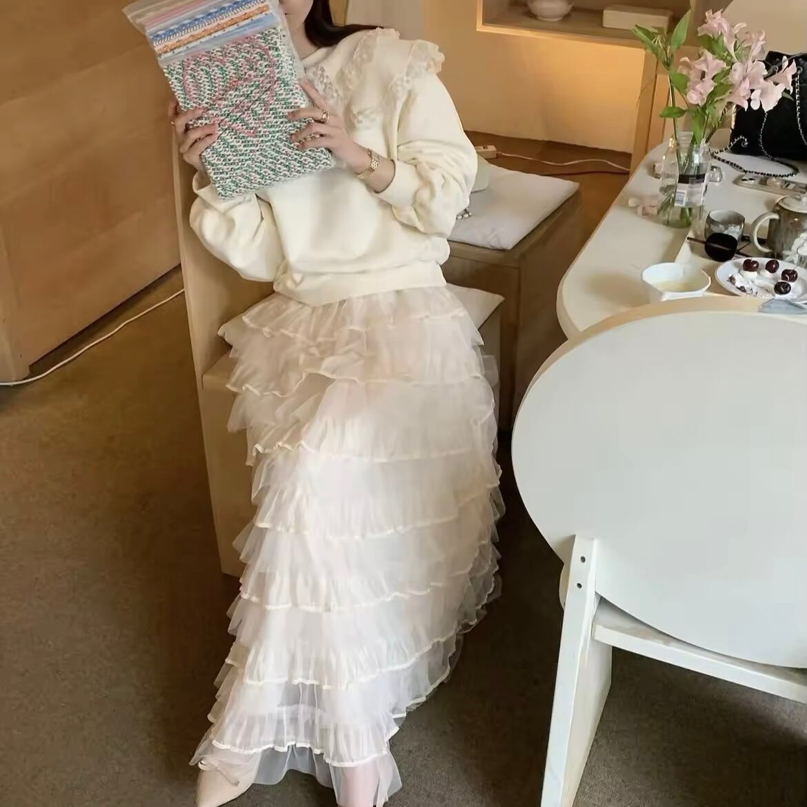 フリルビッグカラースウェット