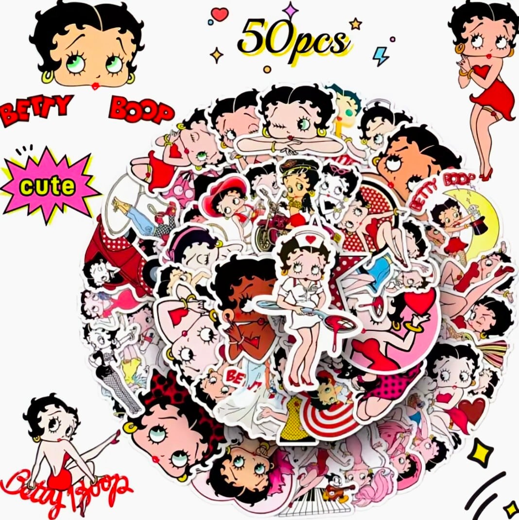 送料無料！【 Betty Boop（ベティブープ） 】 STICKER（ステッカー）50枚SET　〚アメリカン雑貨 アメトイ〛