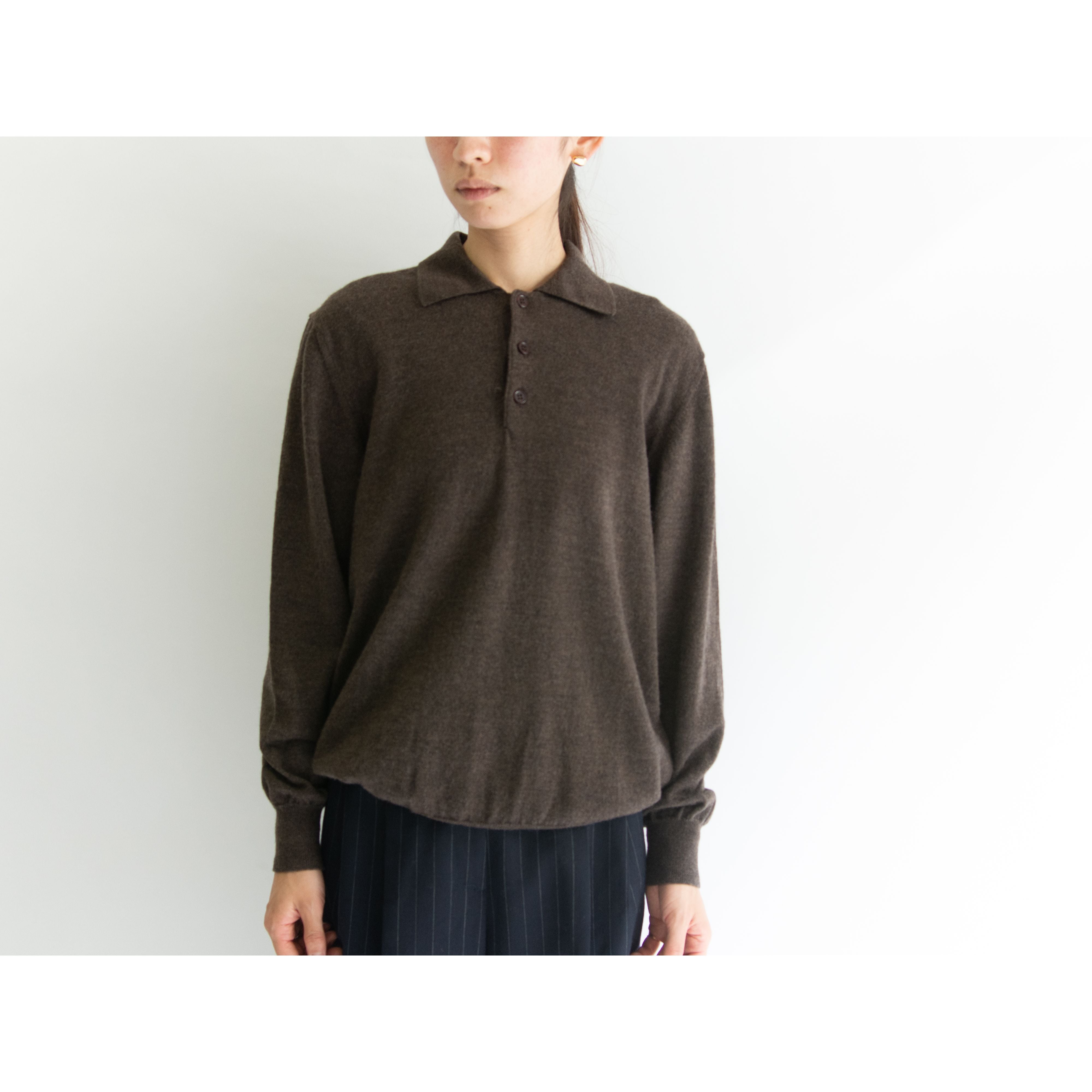 【Made in Italy】100% Merino wool knit polo shirt(イタリア製 メリノウールニットポロシャツ  セーター)10b