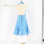 フラメンコ 衣装 ファルダ スカート シージョ 水玉 フリル ボランテ ドット 水色 白 かわいい ダンス パーティ 発表会 舞台 ステージ ホワイト系 ブルー系 子供用 おしゃれ コスチューム フレア かわいらしい フォーマル ステージ衣装 パフォーマンス