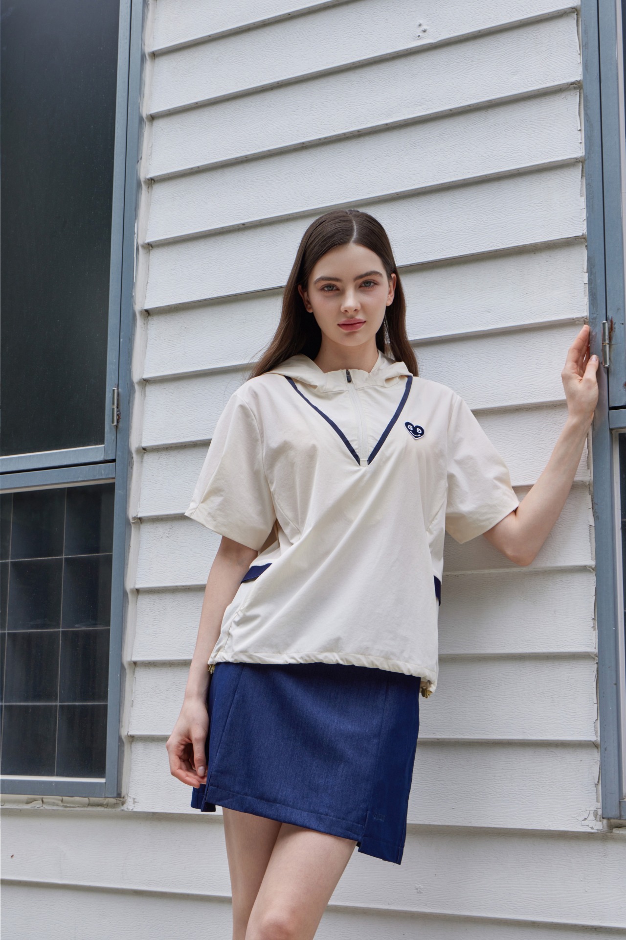 GOXO ゴーエックスオー バックプリーツスリットスカート ブルー