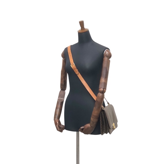 CELINE セリーヌ マカダム ショルダーバッグ ブラウン モチーフ PVC レザー フラップ vintage ヴィンテージ オールド wagmgy