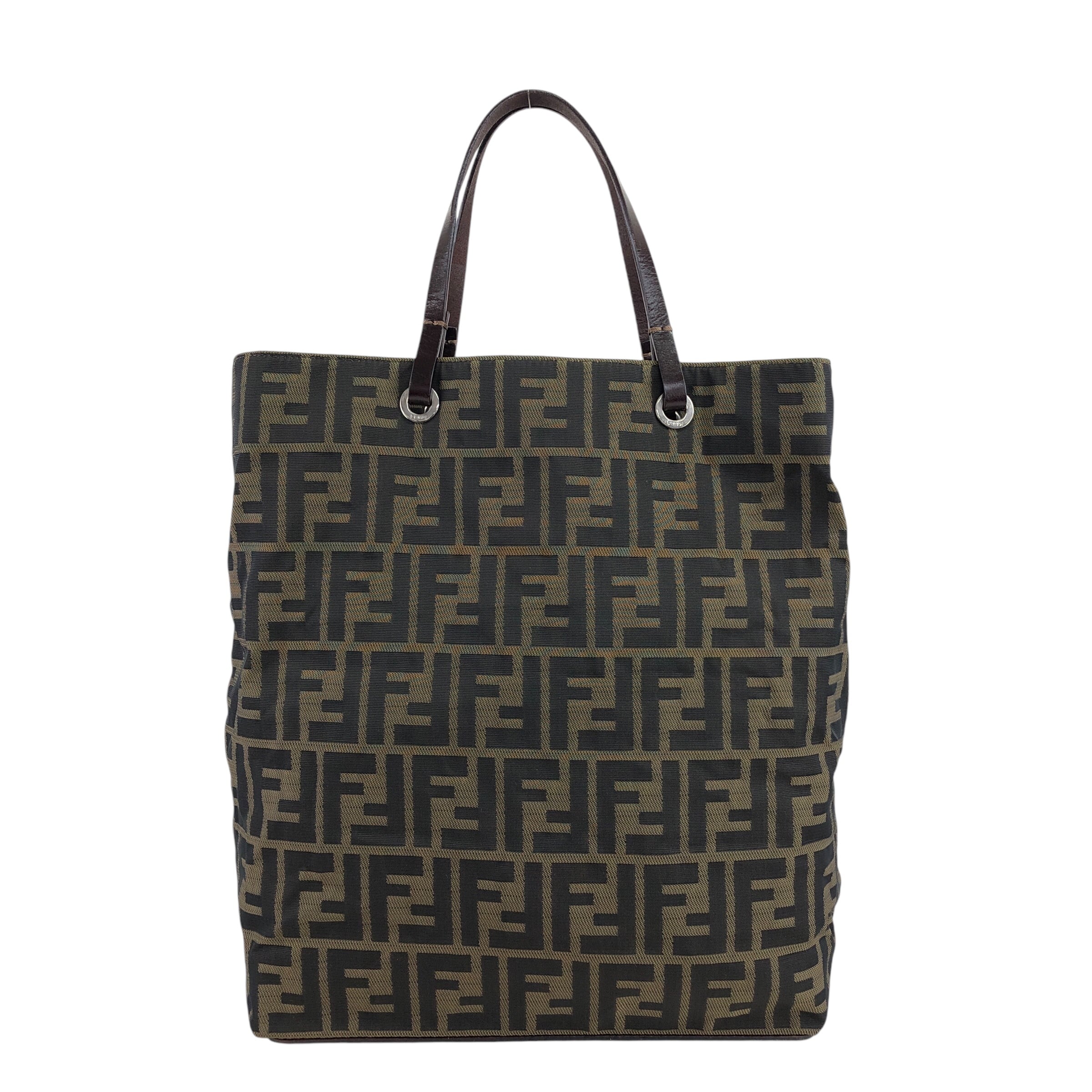 FENDI トートバッグ ブラウン ブラック FENDI フェンディ ズッカ トートバッグ ブラウン ジャガード vintage