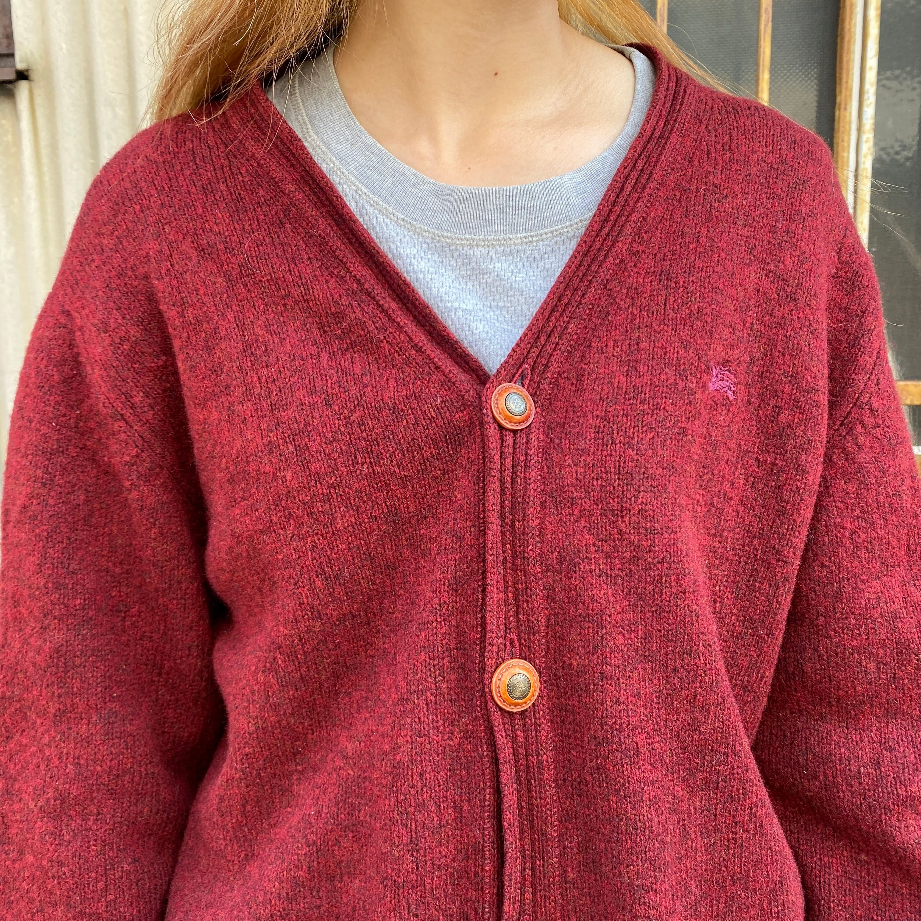 BURBERRY バーバリー ウール ニットカーディガン メンズL相当 古着 