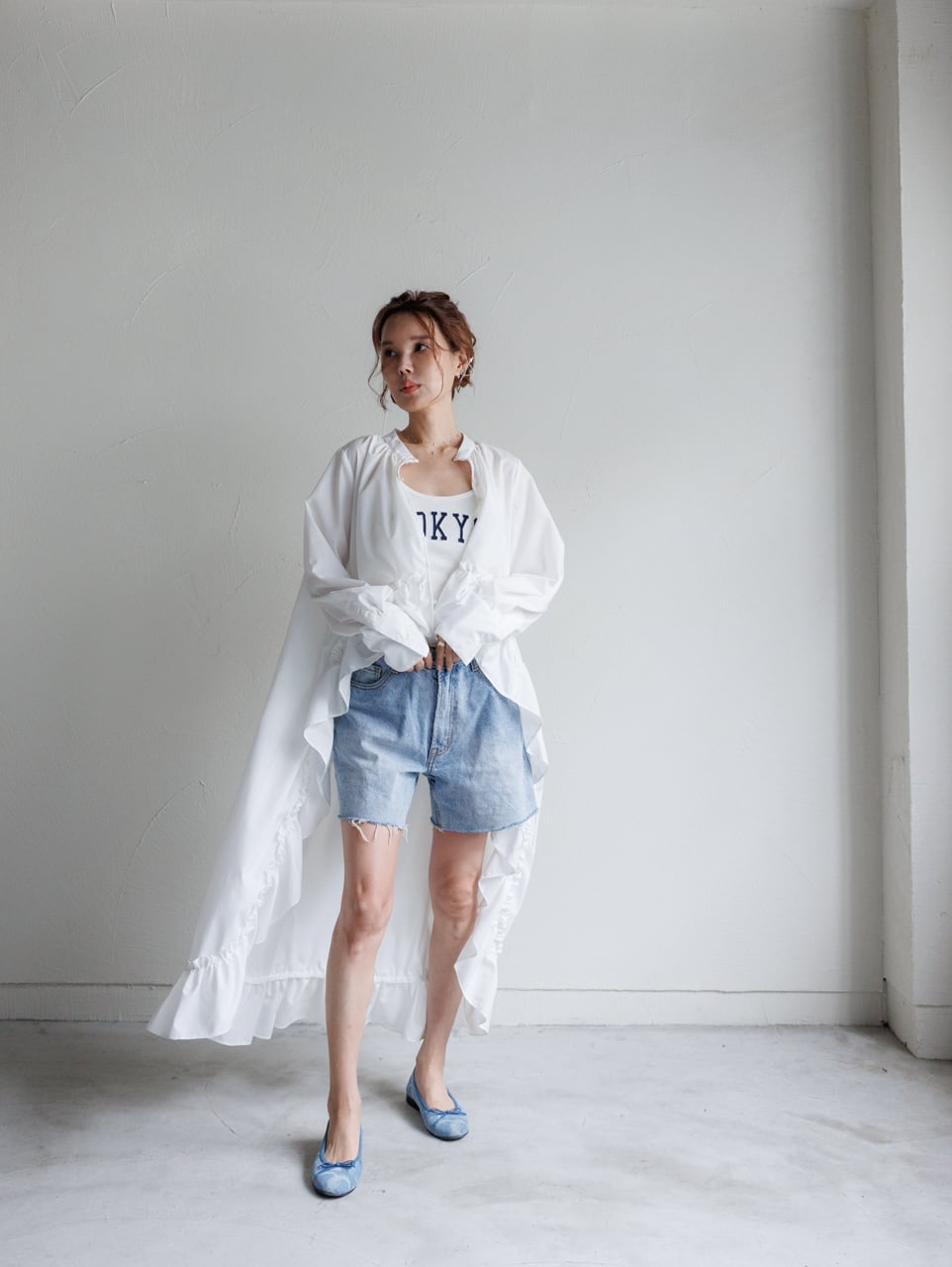 【4/17Fri.18Sat.TOKYO POPUP先行発売商品!!】Frill Shirt Long フリルシャツ ロング ☆決済から1週間前後に順次発送いたします!!