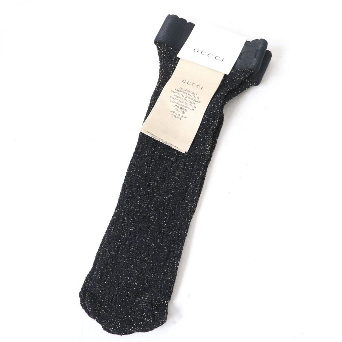 未使用品☆正規品 GUCCI グッチ 734795 GG柄 ロゴ刺繍入り タイツ  