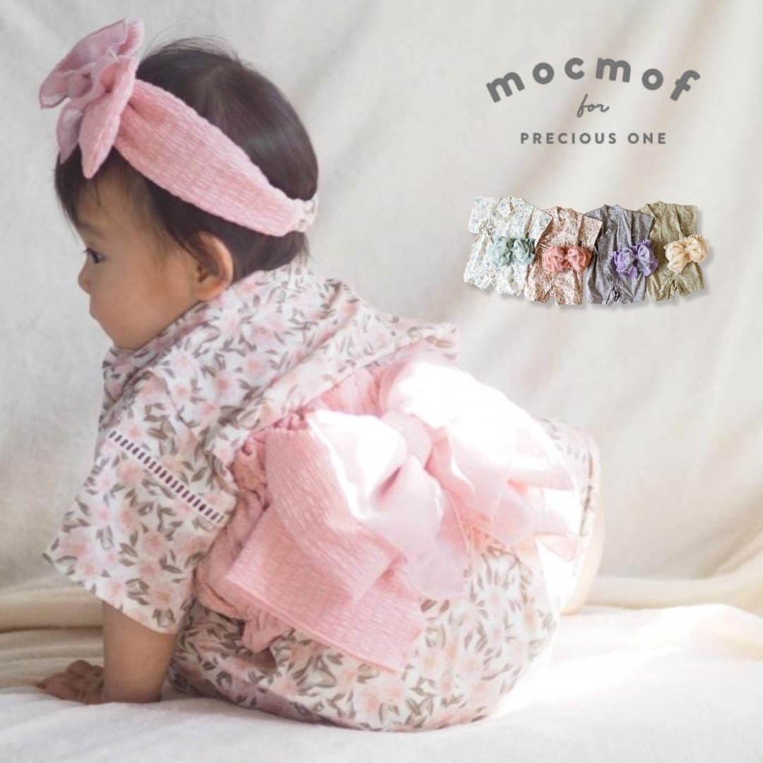 mocmof モクモフ | 帯付き浴衣 ロンパース 花柄 ゆかた 甚平 ベビー浴衣 70cm 80cm 90cm 622-566140
