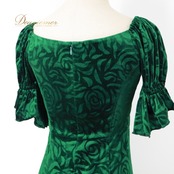 フラダンス 衣装 ワンピース ドレス グリーン系 アロハスタンダード 日本製 ALOHA STANDARDS ベロア バラ 花柄 ロケラニ柄 フリル袖 華やか かわいい おしゃれ シンプル 大人っぽい 光沢感 ハワイアン アロハ フラ ダンス レッスン 練習  アロハドレス フラドレス ベロア生地 高級感 大人スタイル フリルデザイン 練習着 薔薇柄 華やかデザイン フラダンス衣装 ハワイアンドレス