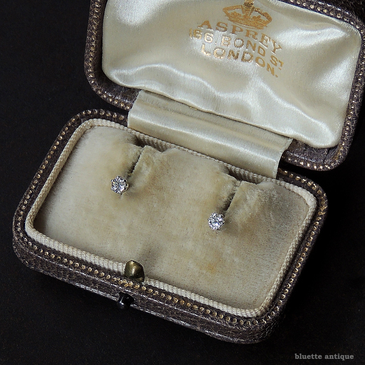 アンティークジュエリー 9ctゴールド 天然ダイヤモンド ピアス(ソーティングメモ付)