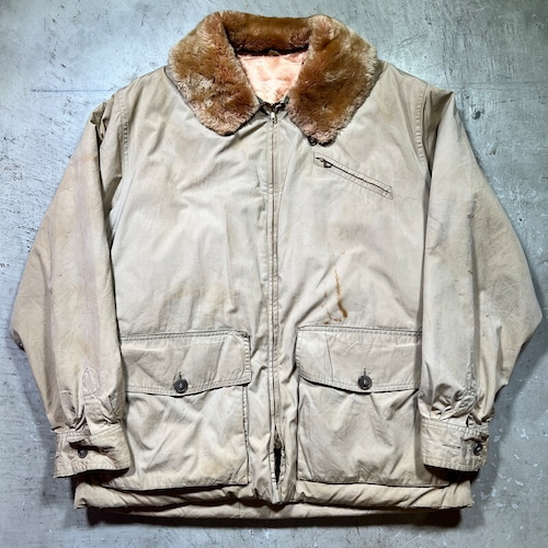 40~50's ARCTIC FEATHER & DOWN CO ×KERR'S ムートンカラーダウンジャケット  カーズ別注 ベージュ ハンティング フィッシング アウトドアウェア TALON size46 希少 ヴィンテージ BA-2036 RM2455H