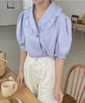 《即納商品》urban blouse (ivory / blue)