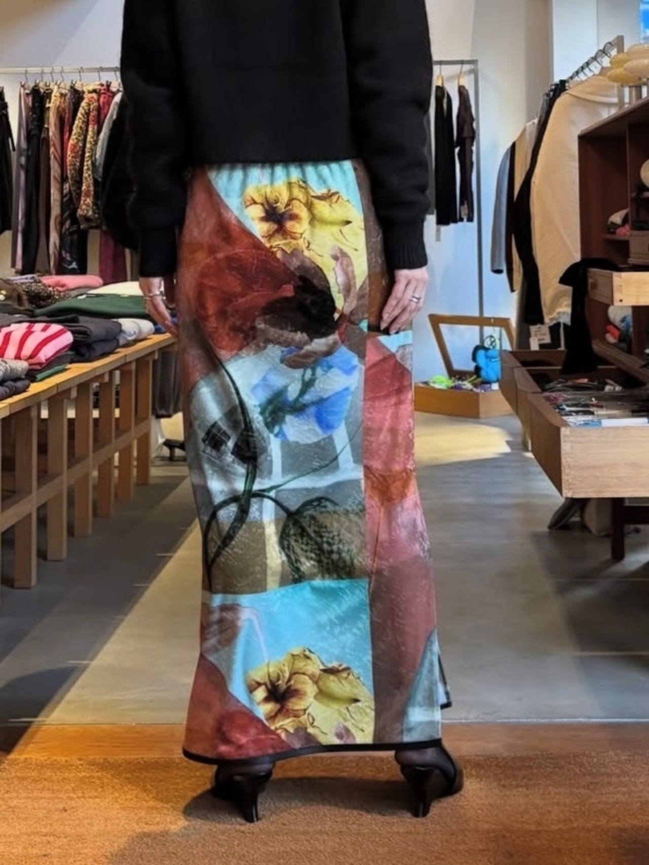 THINGS THAT MATTER　シングスザットマター  / PRE-SENT PRINT VELOUR NARROW SKIRT / スカート - 3