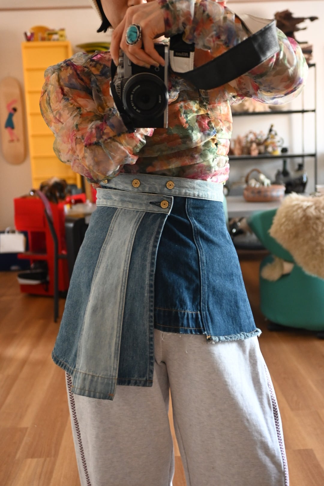 157】2way mini wrap skirt / 157F510-combo | woadblue ONLINE STORE