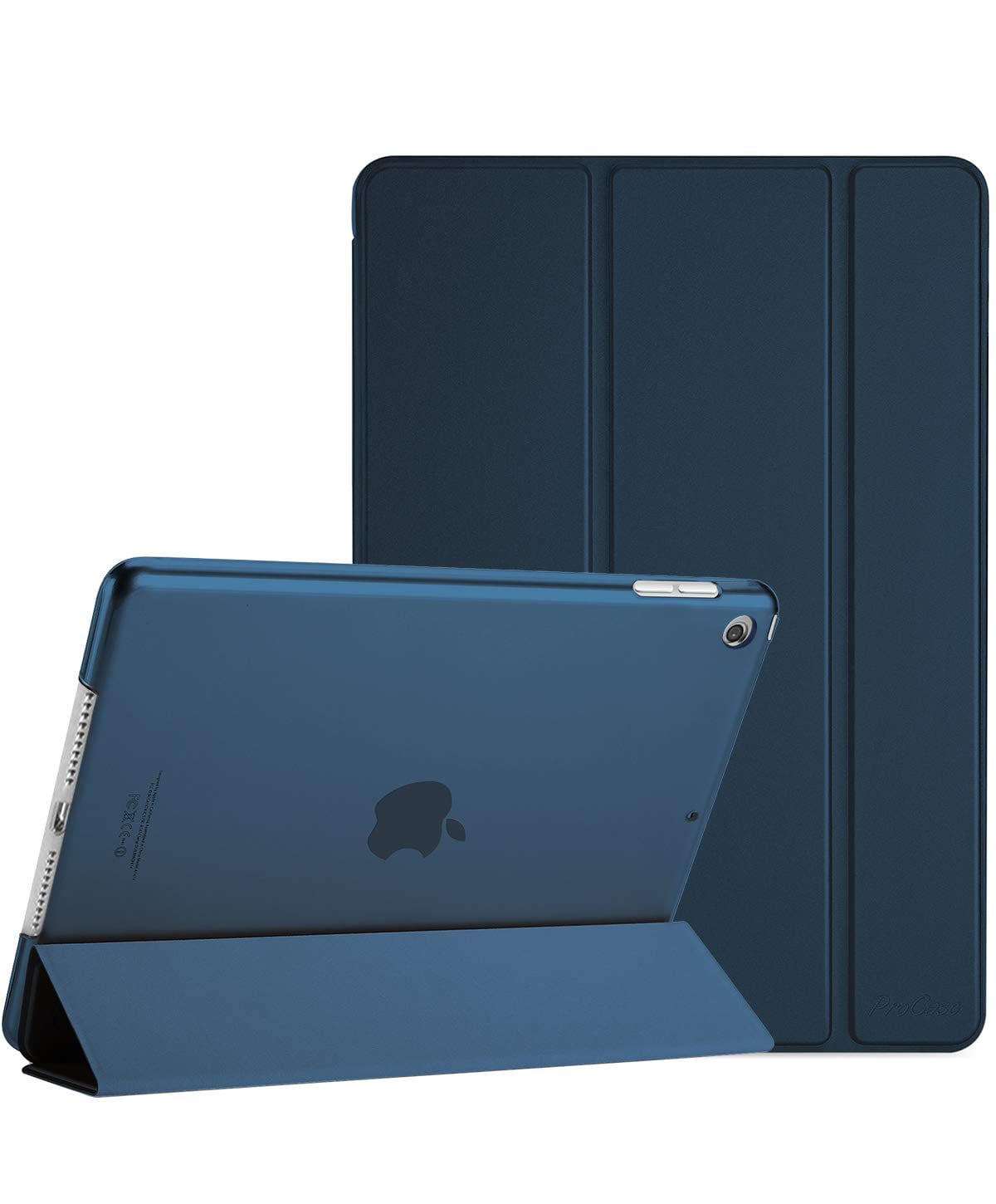 ProCase iPad 9/8/7 ケース (2021 2020 2019) 半透明バックカバー 軽量 スタンド iPad 10.2" 対応 - ネイビー