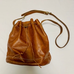 Vintage UNISA Ostrich Drawstring Bucket Bag 