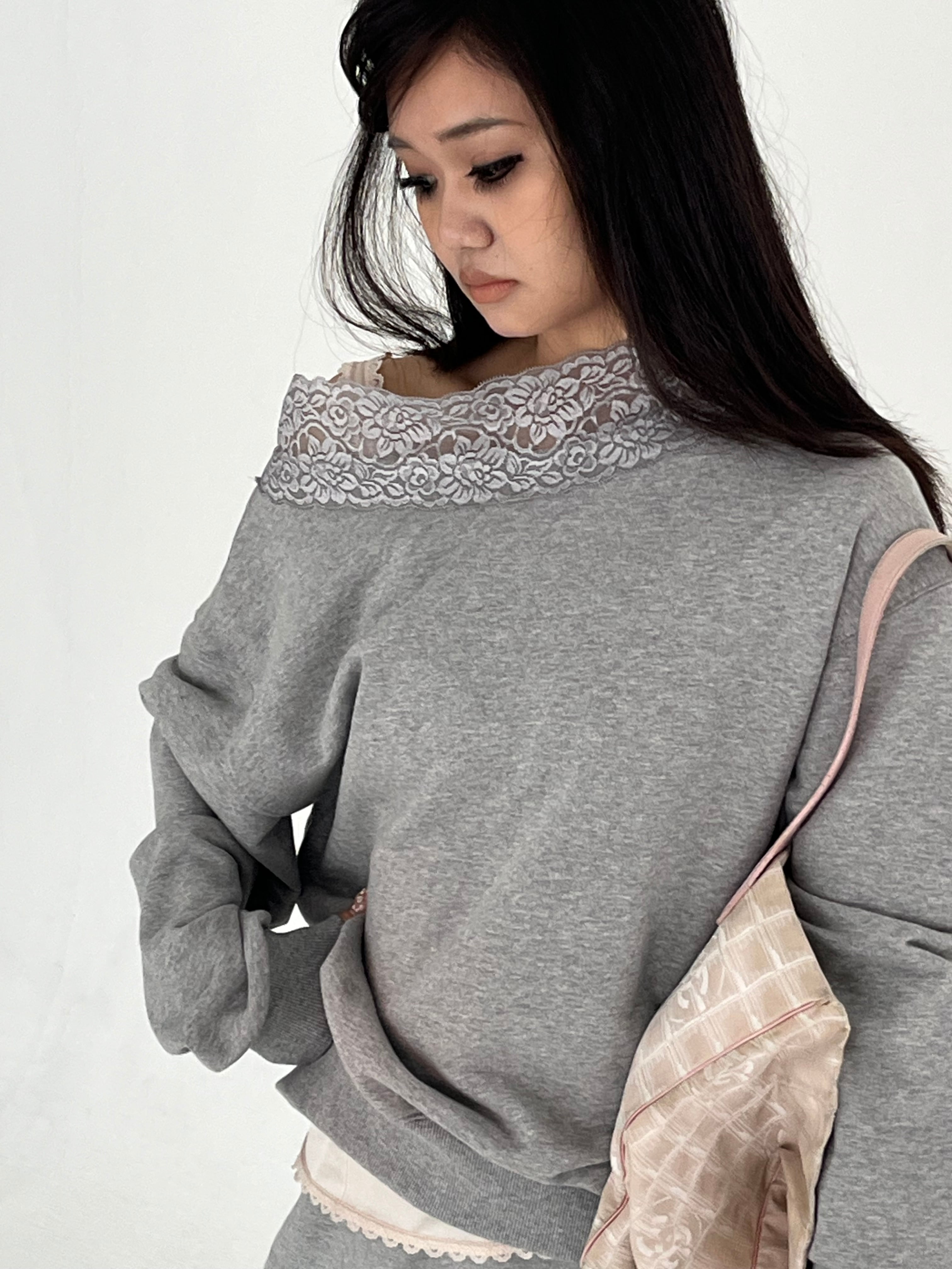 n.k atelier shoulder sweat shirts グレー Dlys Off shoulder sweat shirts gray | n.k atelier