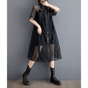 メッシュ シャツワンピース 30225