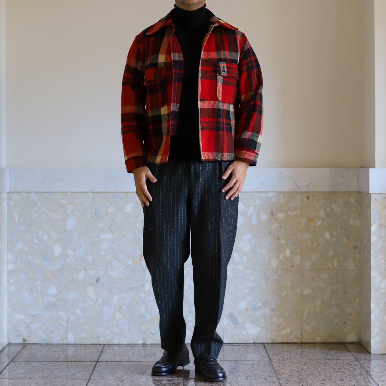 美品】60s special vintage wool check flannel jacket big size mint