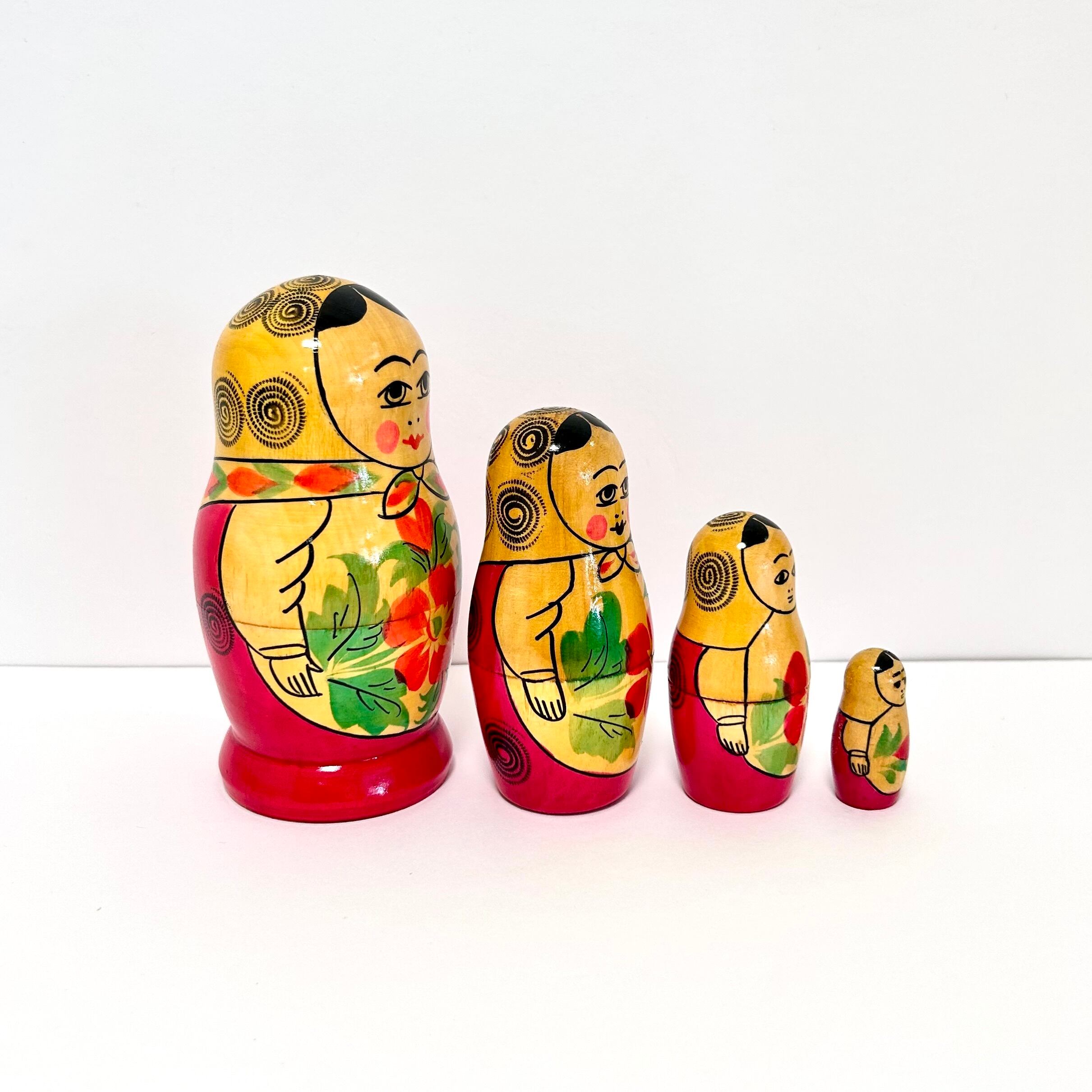 ビンテージ  ソ連 マトリョーシカ 13cm4ピース　セミョーノフ USSR