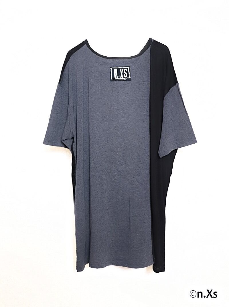 ★ナゴンスタンス★バイカラーカットソー　Tシャツ バイカラー ソーサーネックTシャツ BLACK | n.Xs