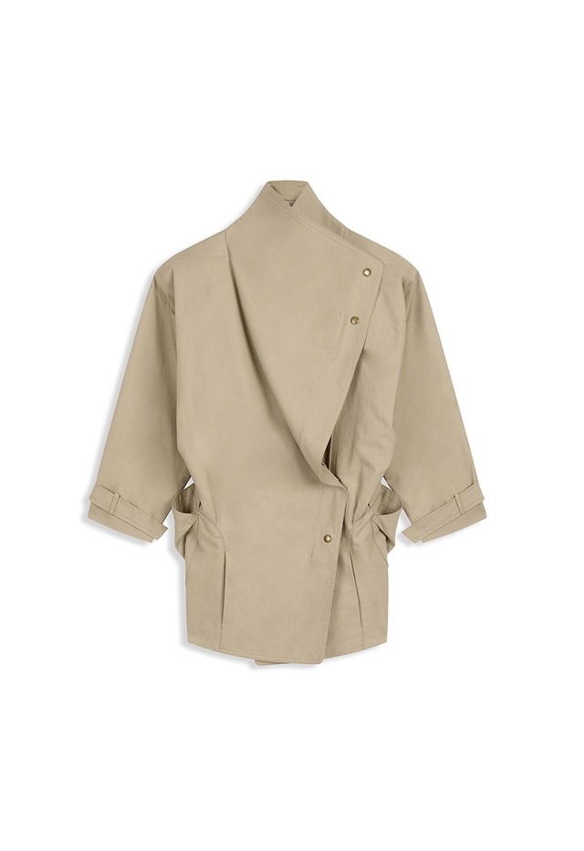 [OPEN YY] DROP COLLAR HALF-TRENCH JACKET, BEIGE 正規品 韓国ブランド 韓国通販 韓国代行 韓国ファッション オープン ワイワイ 日本 店舗