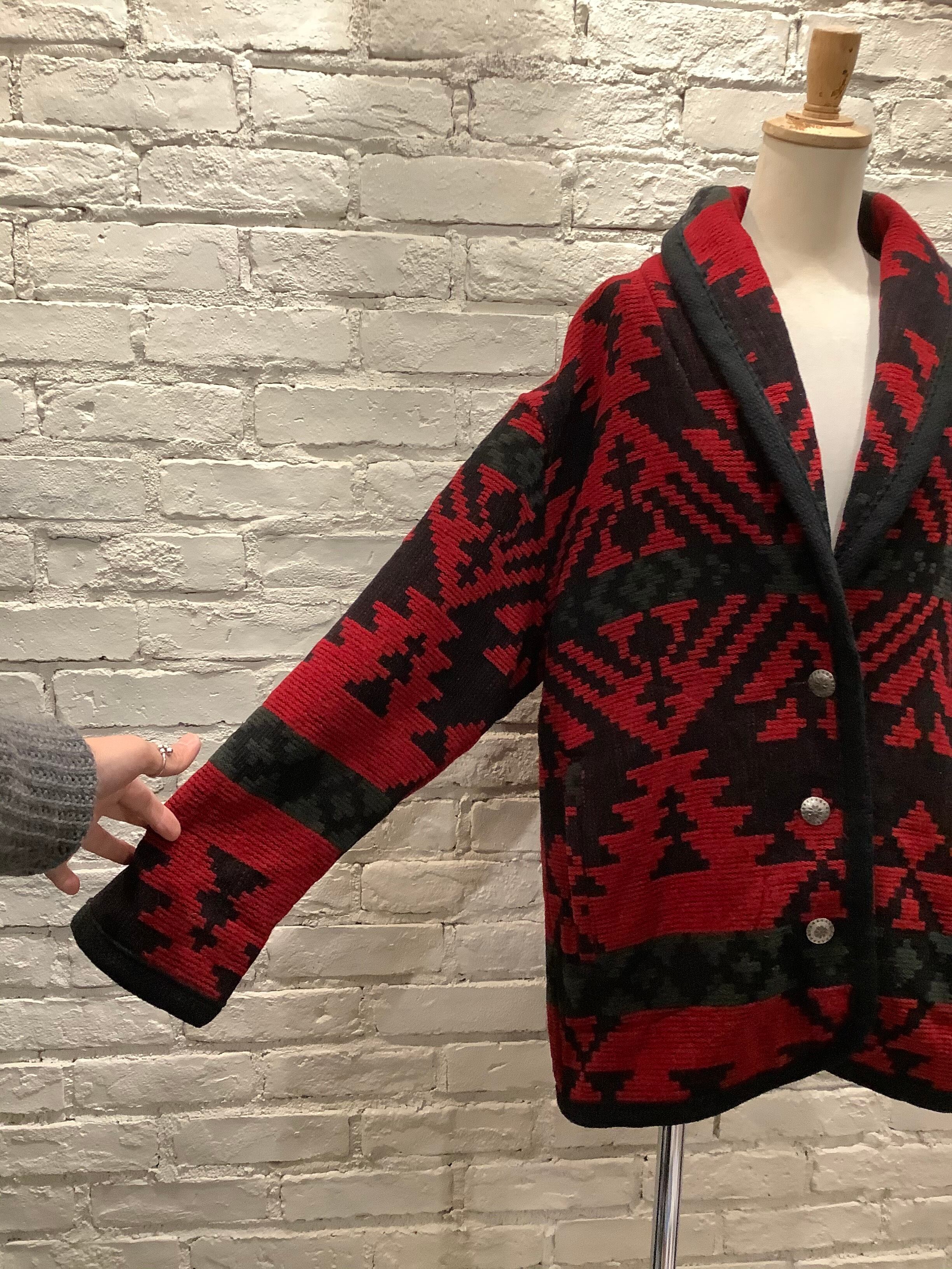 美品】Woolrich 突い ショールカラー ネイティブ柄 90s ダブルコート