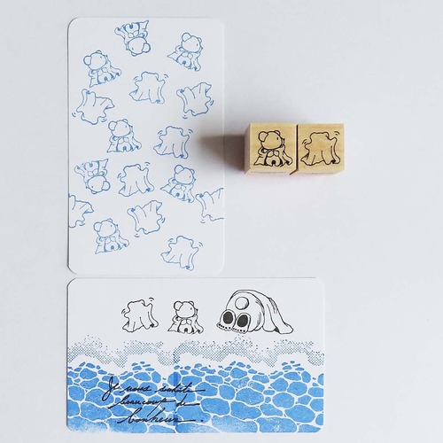 いたずら好きなシーツお化けコグマのスタンプ 2種セット はんこ　0374