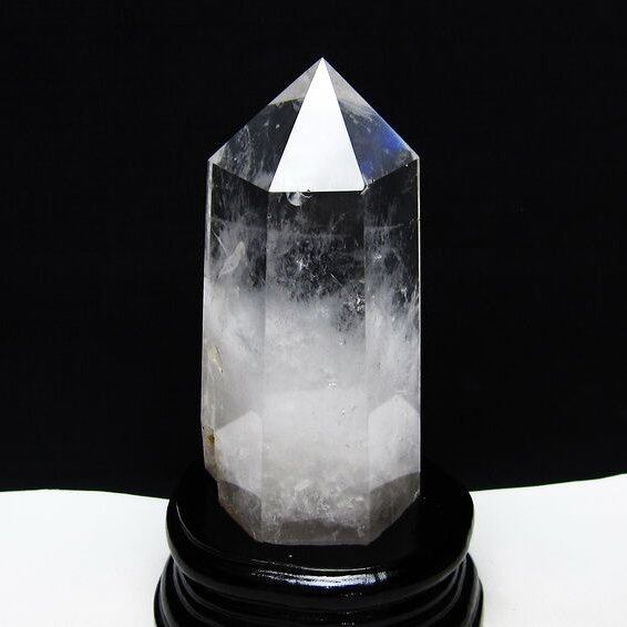 水晶 六角柱 水晶 ポイント 台座付属 置物 原石 一点物 152-4552