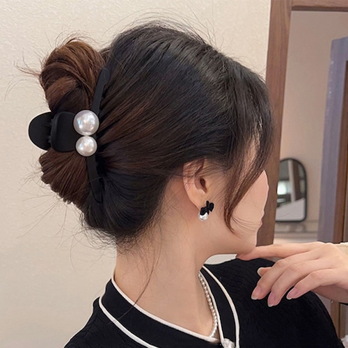 バンスクリップ ヘアクリップ ヘアアクセサリー レディース 髪留め フェイクパール ヘアアレンジ