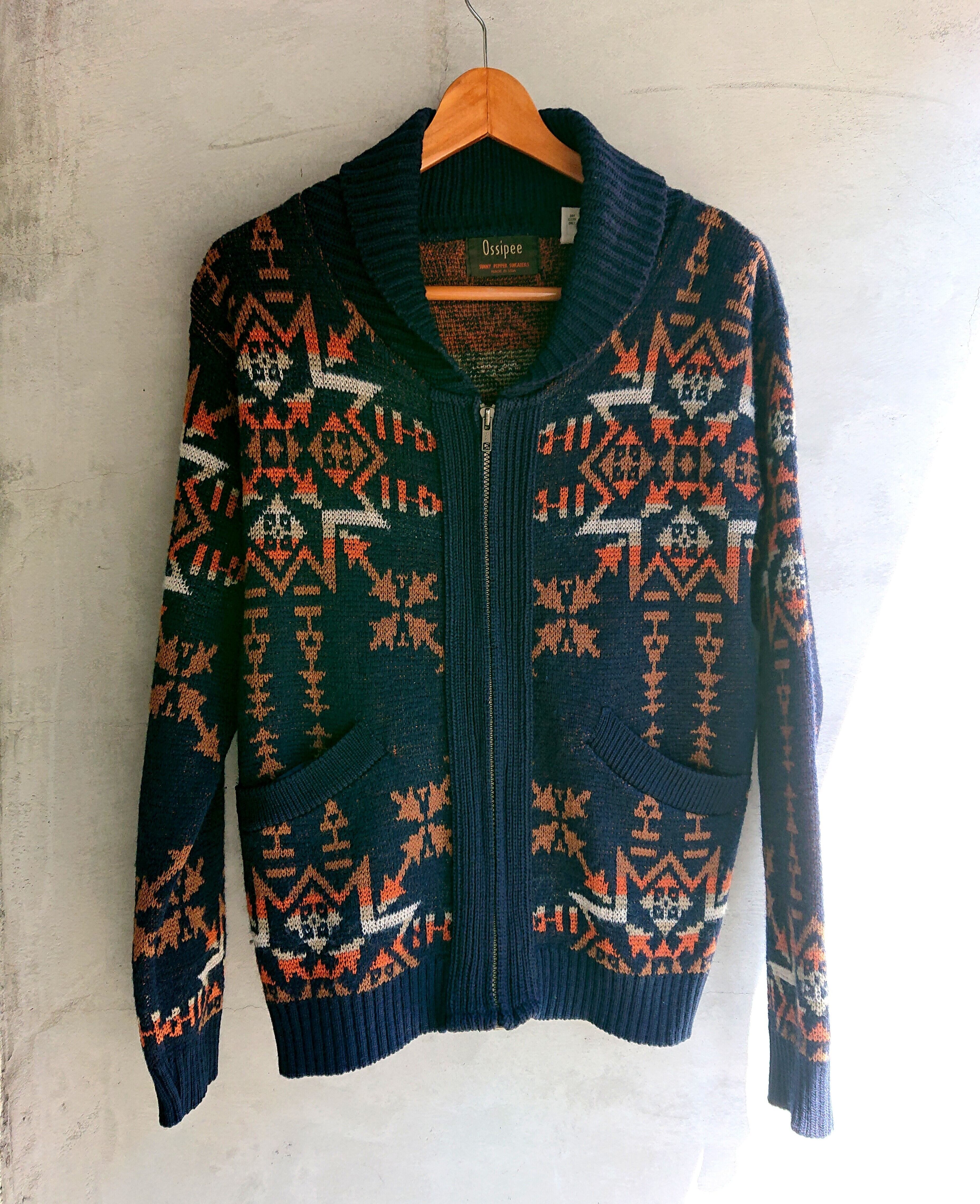 OSSIPEE NATIVE PATTERN ZIP-UP KNIT